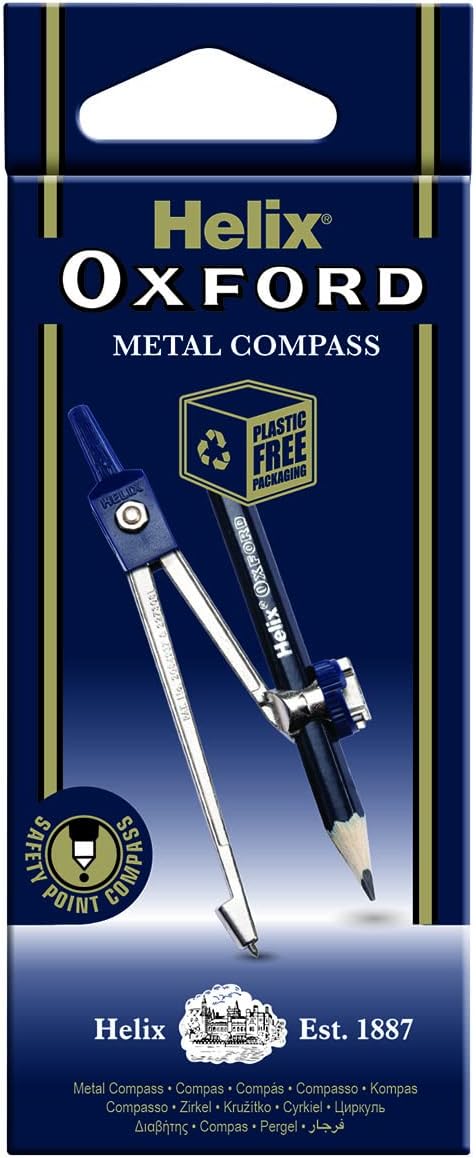 Helix Oxford Metal Compass & Pencil, Navy Blue