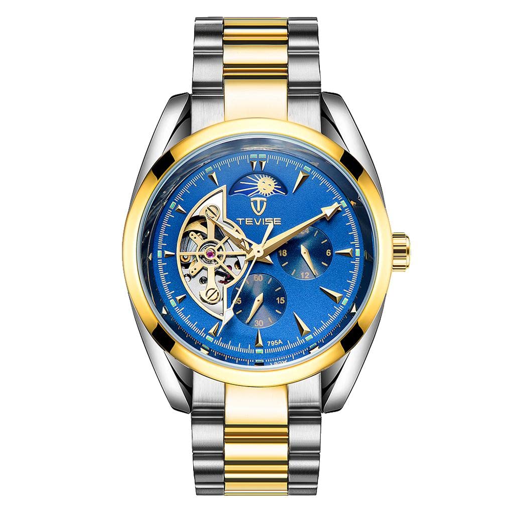 See full amazon price history chart for UJEAVETTE® TEVISE Automatic Mechanical Stainless Steel Skeleton Watch Gold and Blue UJEAVETTE® TEVISE Automatic Mechanical Stainless Steel Skeleton Watch Gold and Blue (B0CSCWB39S) Amazon Price History, Amazon Price Tracker