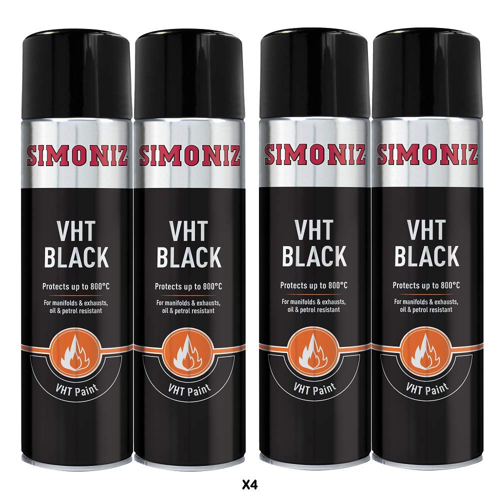 Simoniz Black VHT Spray Paint 4x 500ml