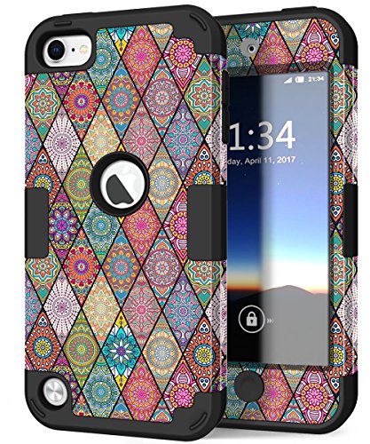 Hocase iPod Touch 7/6/5 Case, Shockproof Heavy Duty Hard Plastic Bumper+Soft Silicone Rubber