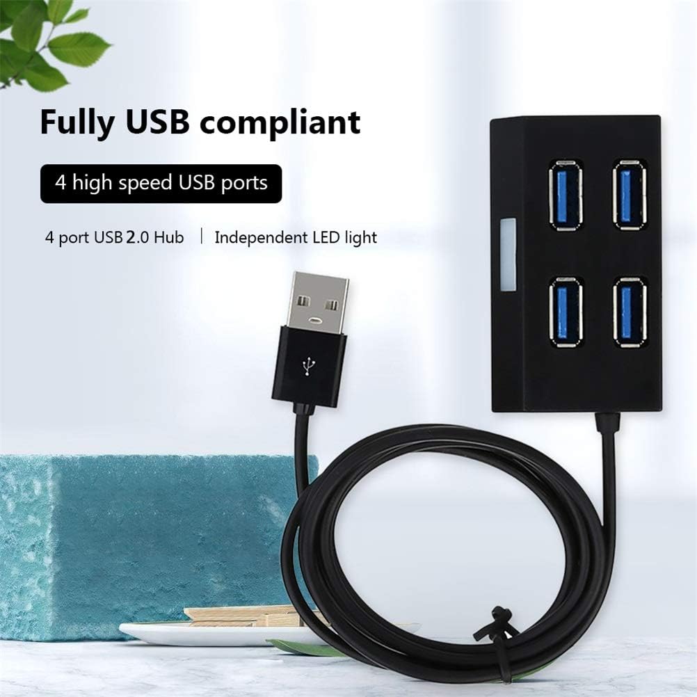 4 Ports Mini USB 2.0 HUB Splitter Elaborate Manufacture Prolonged Durable Adapter External Converter for Laptop Desktop (Color : Black) (White)