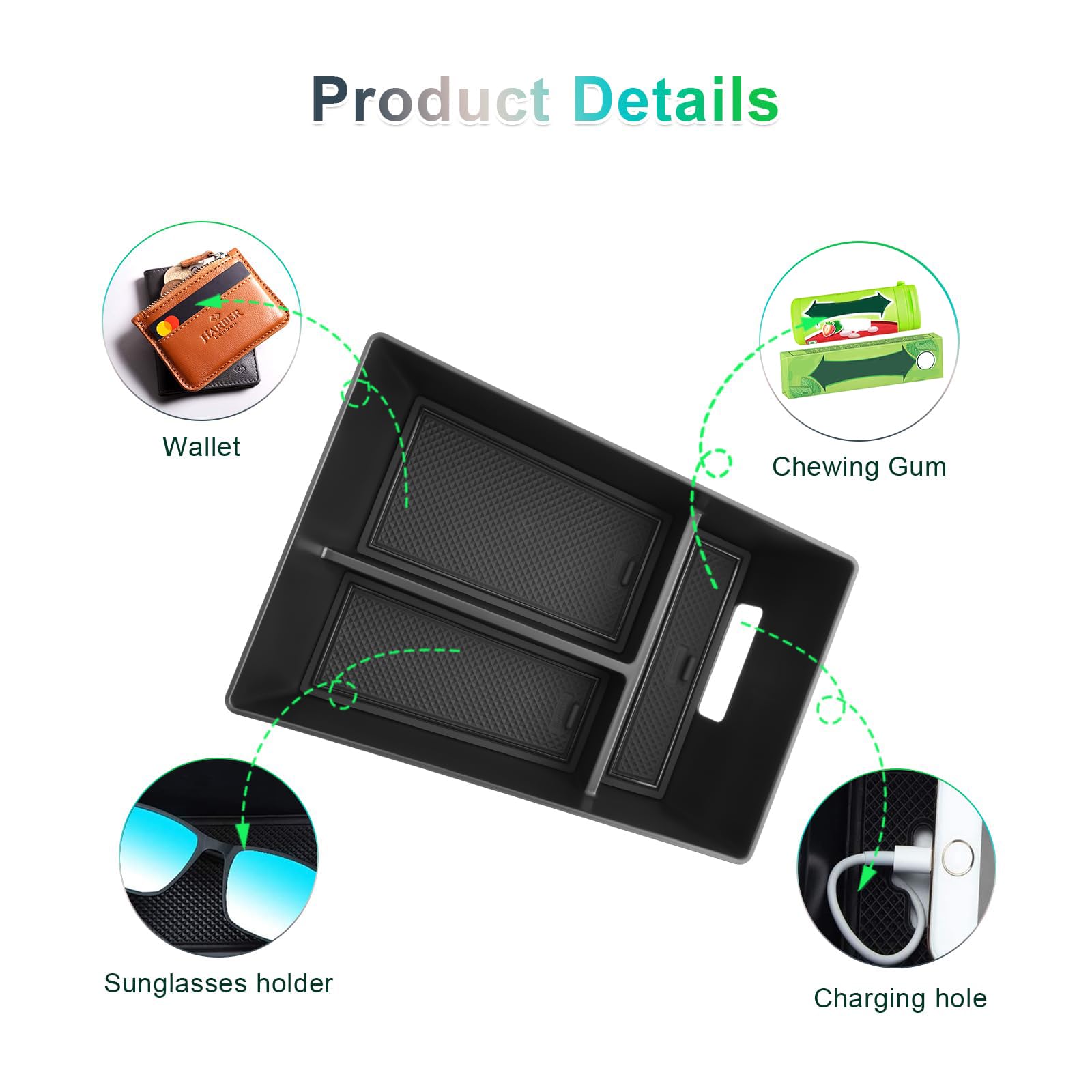 GAFAT Compatible con BMW X5 G05/ X6 G06/ X7 G07 2019-2024 2025 Caja de Almacenamiento para Consola Central, Apoyabrazos Organizador Bandeja Guantera, X5 G05 Accesorios (Negro)