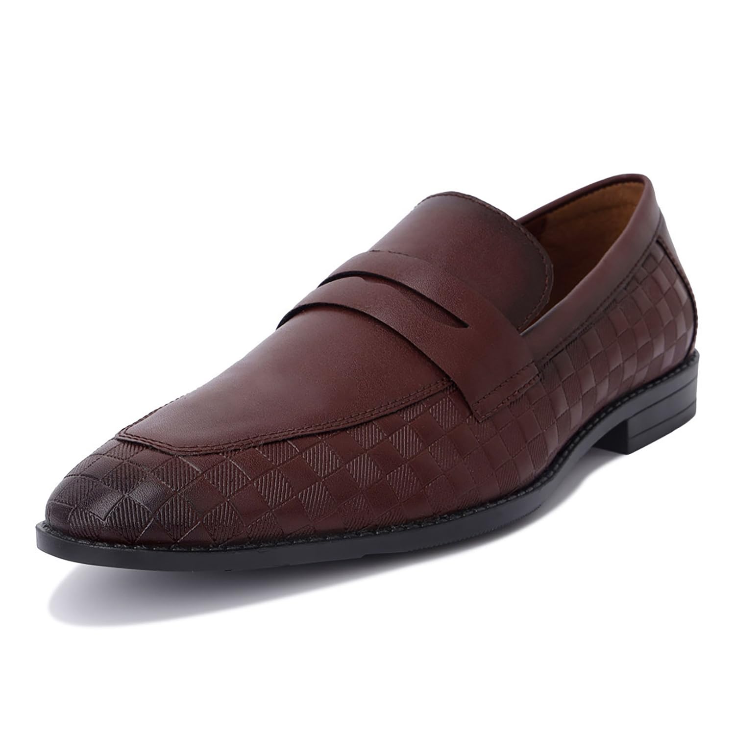 Formal Loafer Shoes for Men| Slip-On Moccasins with Embossed Detailing | Solid Russet Tan | Ideal for Business, Casual, Parties (LSRGMCSQ)-image-2