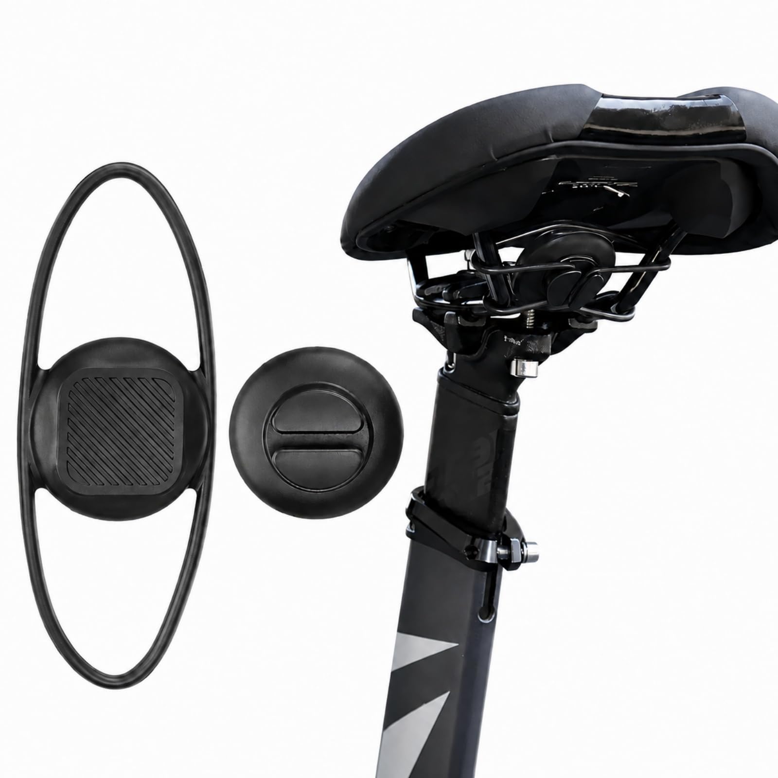 jtum Bike Tracker Holder, Hidden GPS Mount Under Seat for Bicycle, Silicone 32mm Case for Mountain Road Bike, Anti Theft Waterproof Dustproof, Black