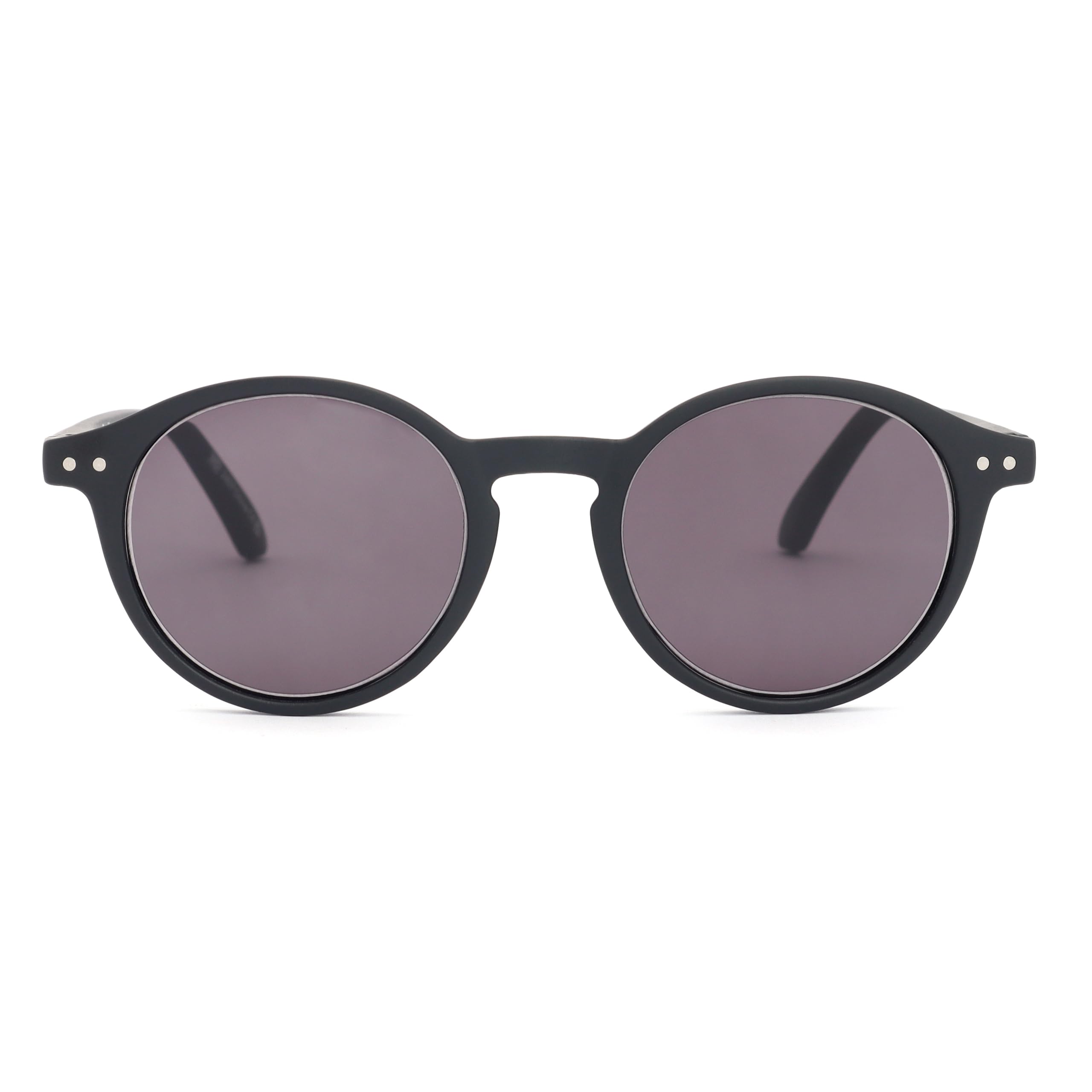 OPULIZE OPULIZE REY Gafas de Sol - Montura Redonda Retro - Negro Mate - Hombre Mujer - Bisagras de Muelle - S56-1