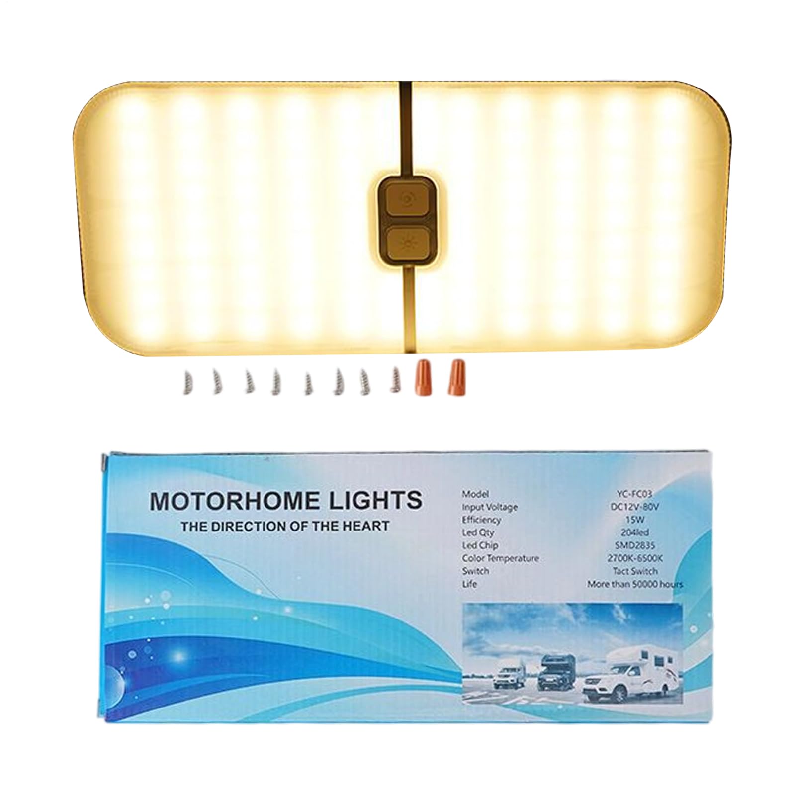 Générique Plafonnier pour Camping-Car,Lampe Intérieure pour Plafond De Véhicule Récréatif - Lampe Triple Température De Couleur 12-30V Dimmable Éclairage Confort Longs Trajets Sorties Familiales