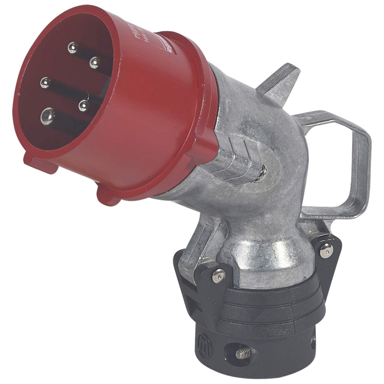 fiche coudée male 16 ampères 3p+n+t ip44 rouge - legrand hypra 052274