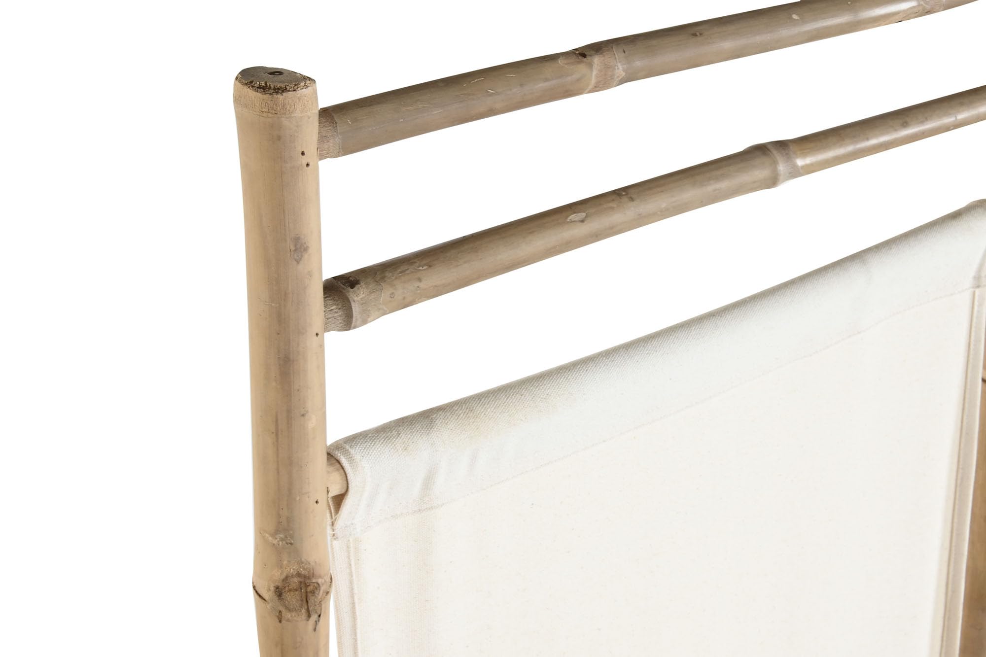 Paravent Bambou Coton à 3 Panneaux Style Billes 165 x 3 x 175 cm