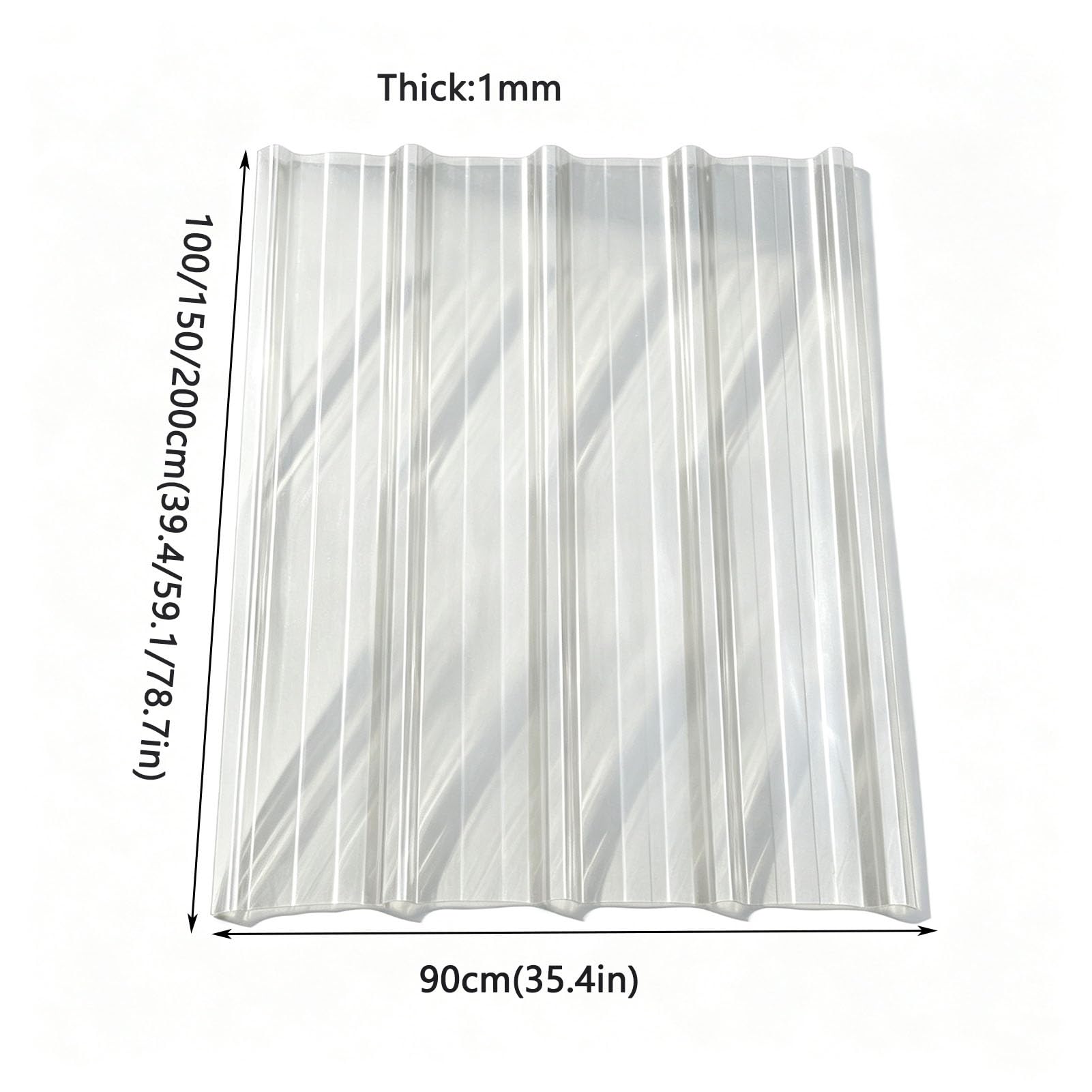 Paneles Policarbonato 1mm Impermeable Aislado Térmicamente Lámina Techo | Paneles Techo Plástico Protección Eficaz para Invernaderos Techos Patios(100x90cm/39.4x35.4in)