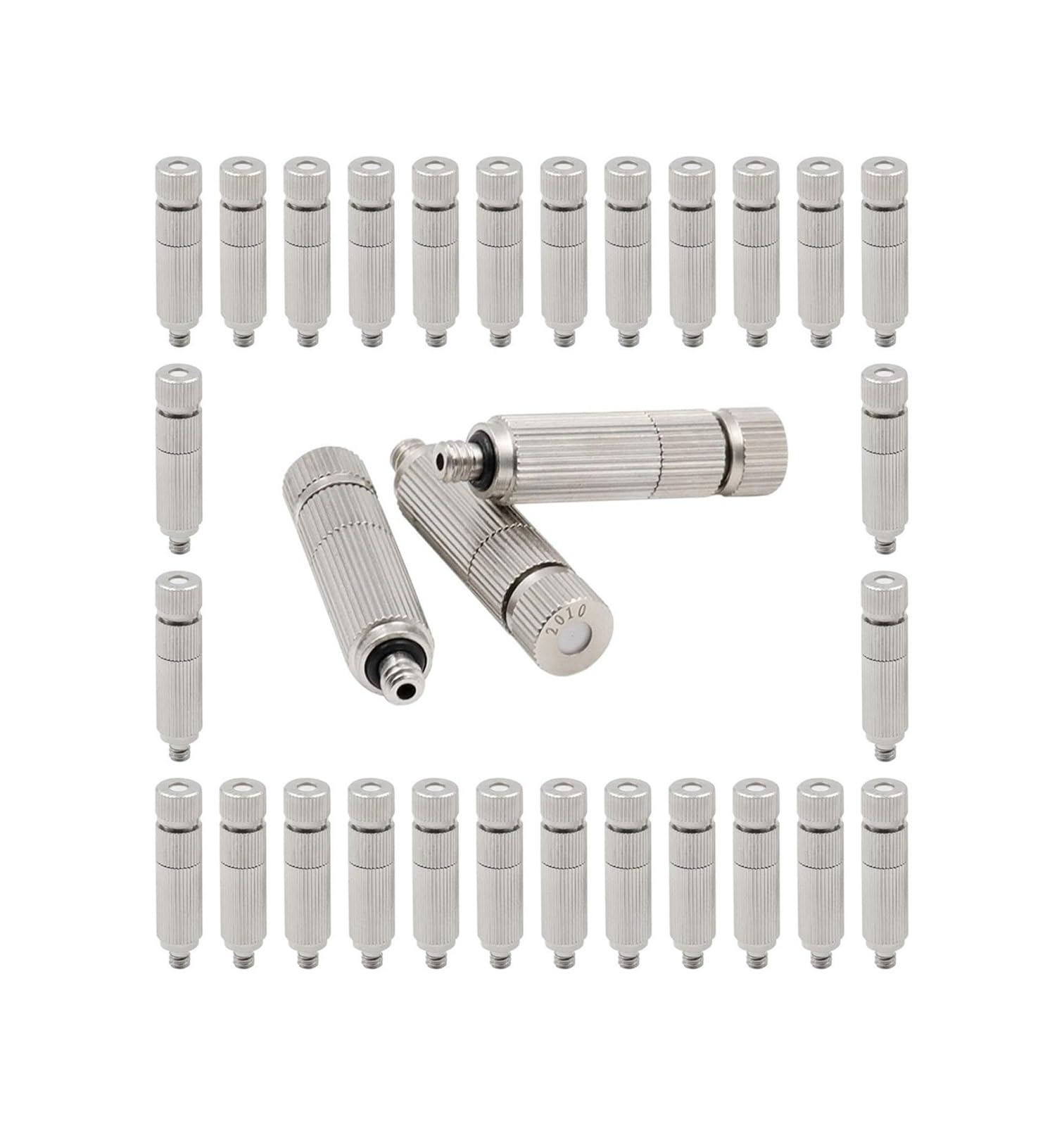 SXITHGKDW Brass Misting Nozzle, 50 Pcs Brass Misting Nozzles For Outdoor Cooling And Patio 10/24 UNC Multicolor 0.1-0.8mm(Silver,0.2mm)