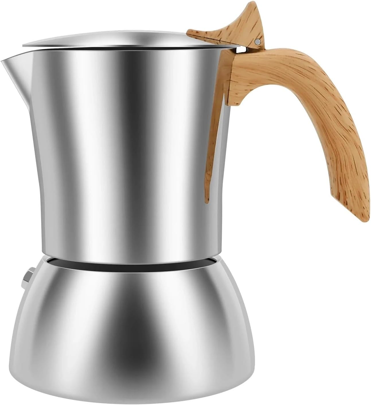 200ML Stainless Steel Stovetop Coffee Machine Induction Moka Pot Portable Espresso Maker With Non-slip Handle