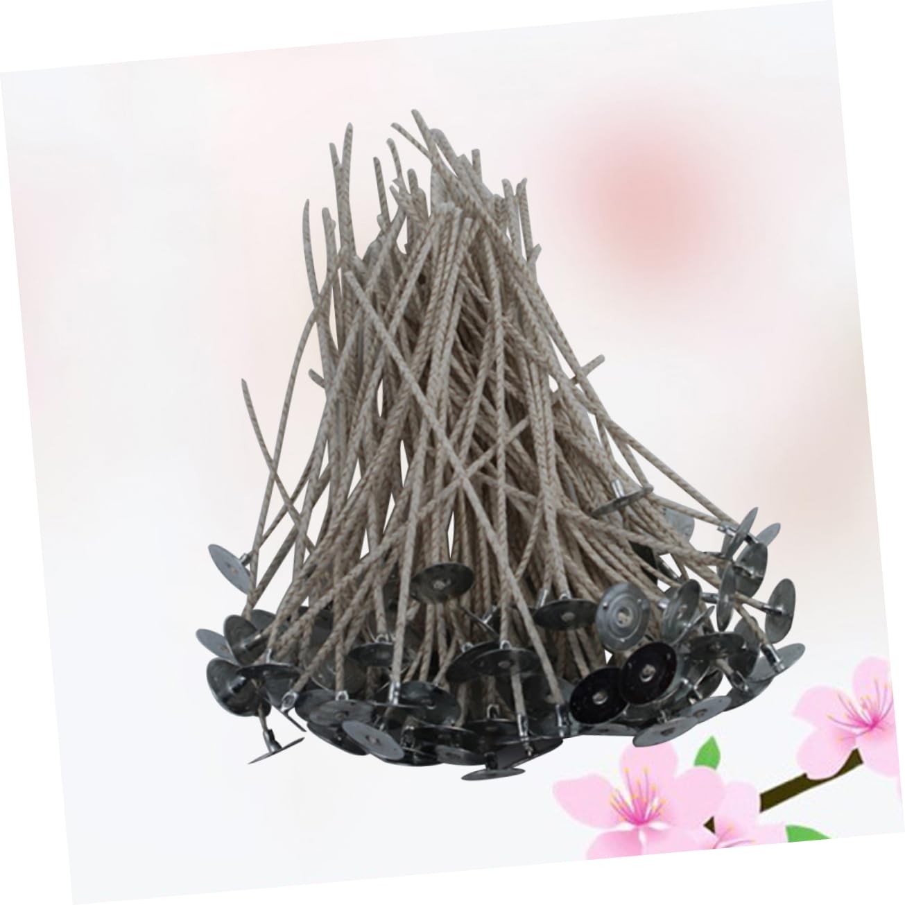 100pezzi Kit Per Produzione Candele Stoppini Cera Naturale Con Base e Adesivi Per Fai Da Te e Decorazioni Festive