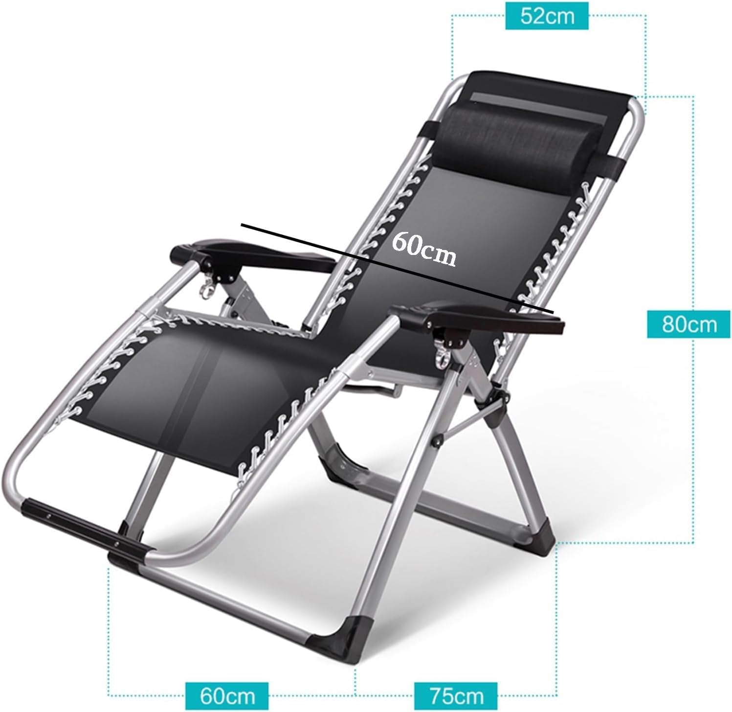 Multi-Position Adjustable Reclining Chair, Folding Lounge Relaxer Recliner with Removable Head Pillow(Blue)