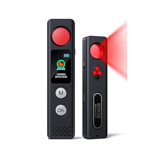Hidden Camera Detectors, Anti-Spy Camera Finder with LED Screen Rechargeable GPS Tracker&Bug Detector, Anti-Theft Alarm, 5 Modes Portable Privacy Protection for Airbnb, Hotel, Car, Office