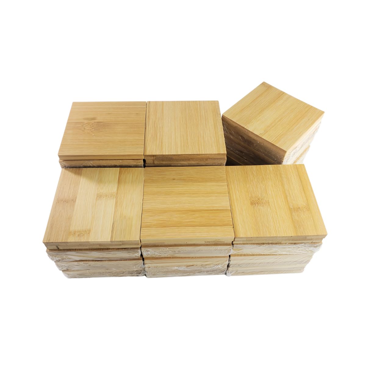 72-Pack 4" Square Blank Bamboo Wood Coasters – DIY Resin Craft Discs for Epoxy Engraving, Ocean Wave Art, Ornament Tags, Table & Wall Decor, Wedding Gift, Bulk Wholesale Set