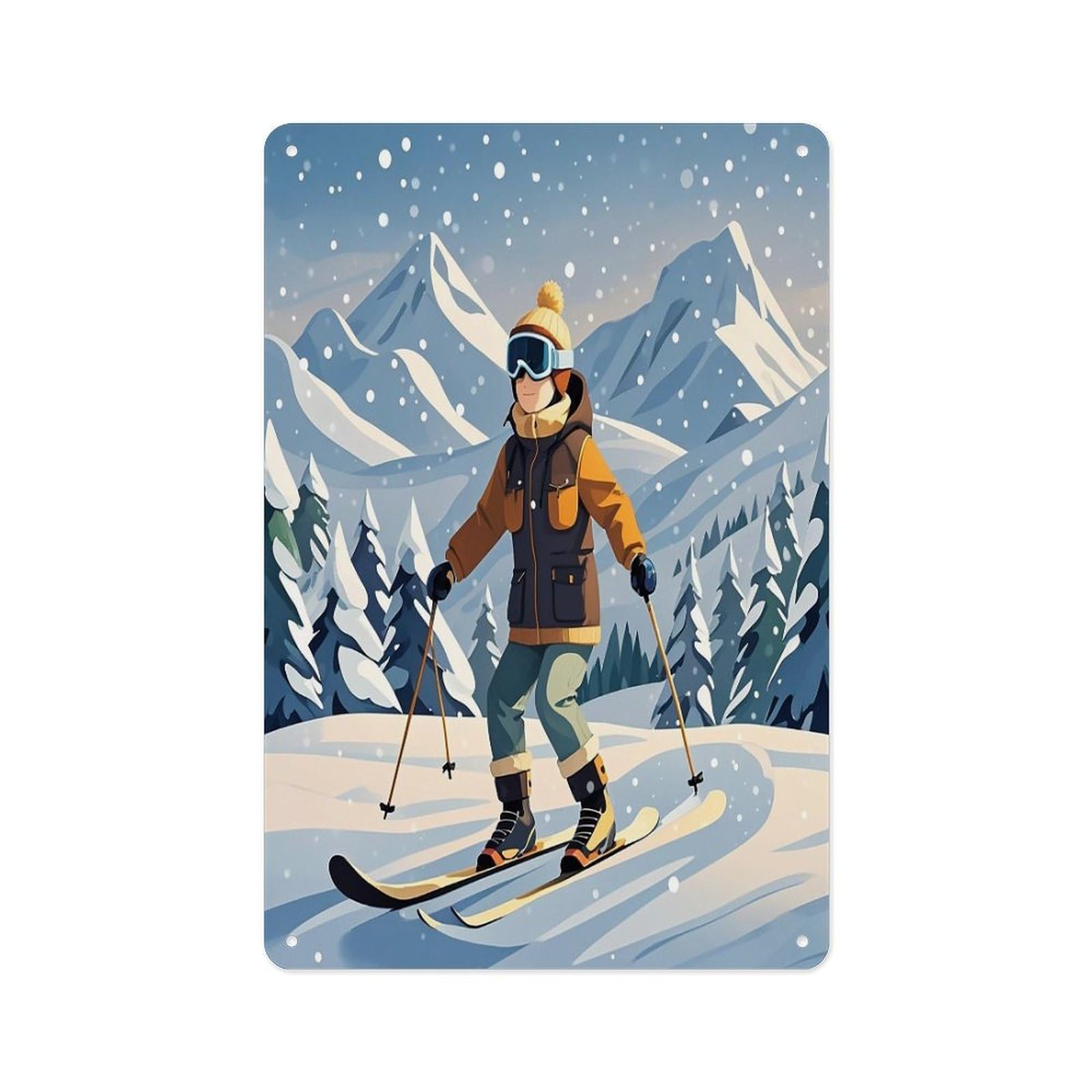 Fekiloot Style Skiing Theme Wall Decor Metal Signs Tin Signs Poster