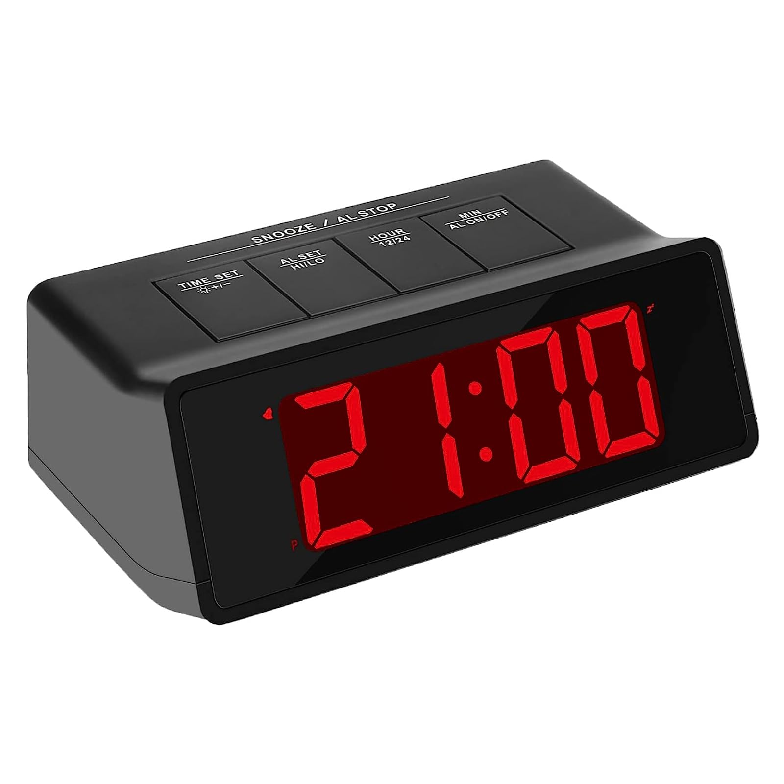 KWANWADigital Alarm Clock Battery Powered,110dB Super Loud alarm,Adjustable Brightness,Snooze,12/24H Setting,Big Push button,large LED Display Clock for elderly kids (Red Display)