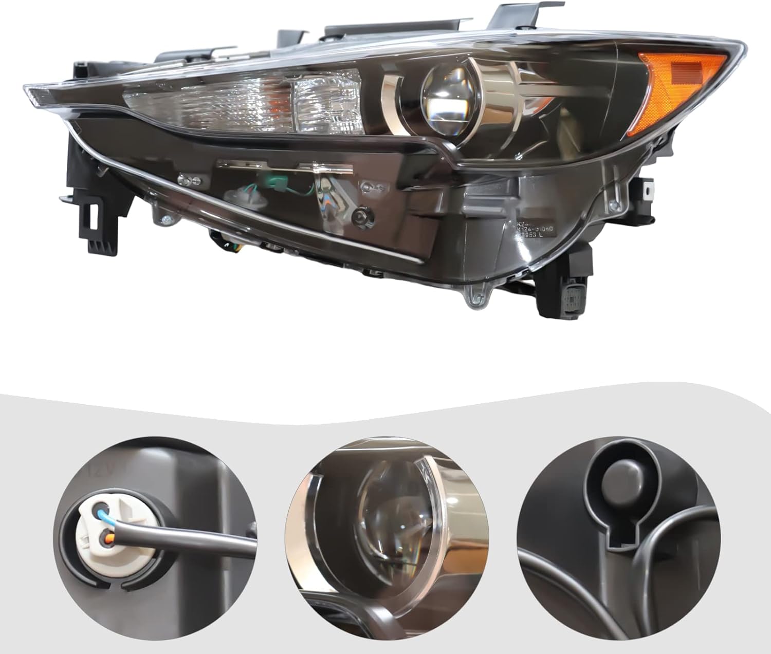 LYNICESHOP Front Headlight, Clear Headlight for Mazda CX-5 2017-2021 LED Halogen Assembly Headlights, Assembly Replacement Factory Headlamp (Driver + Passenger Side)