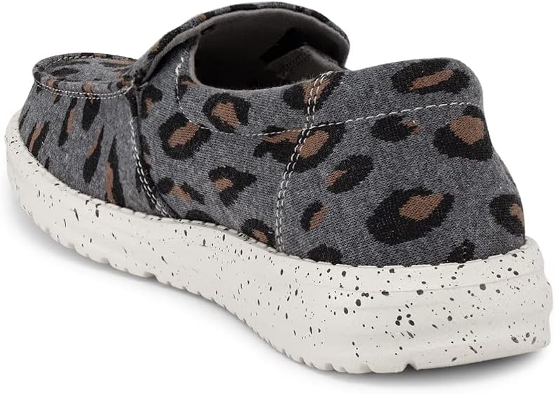 Hey Dude womens Loafers 5 Women/6 Men Charcoal Cheetah