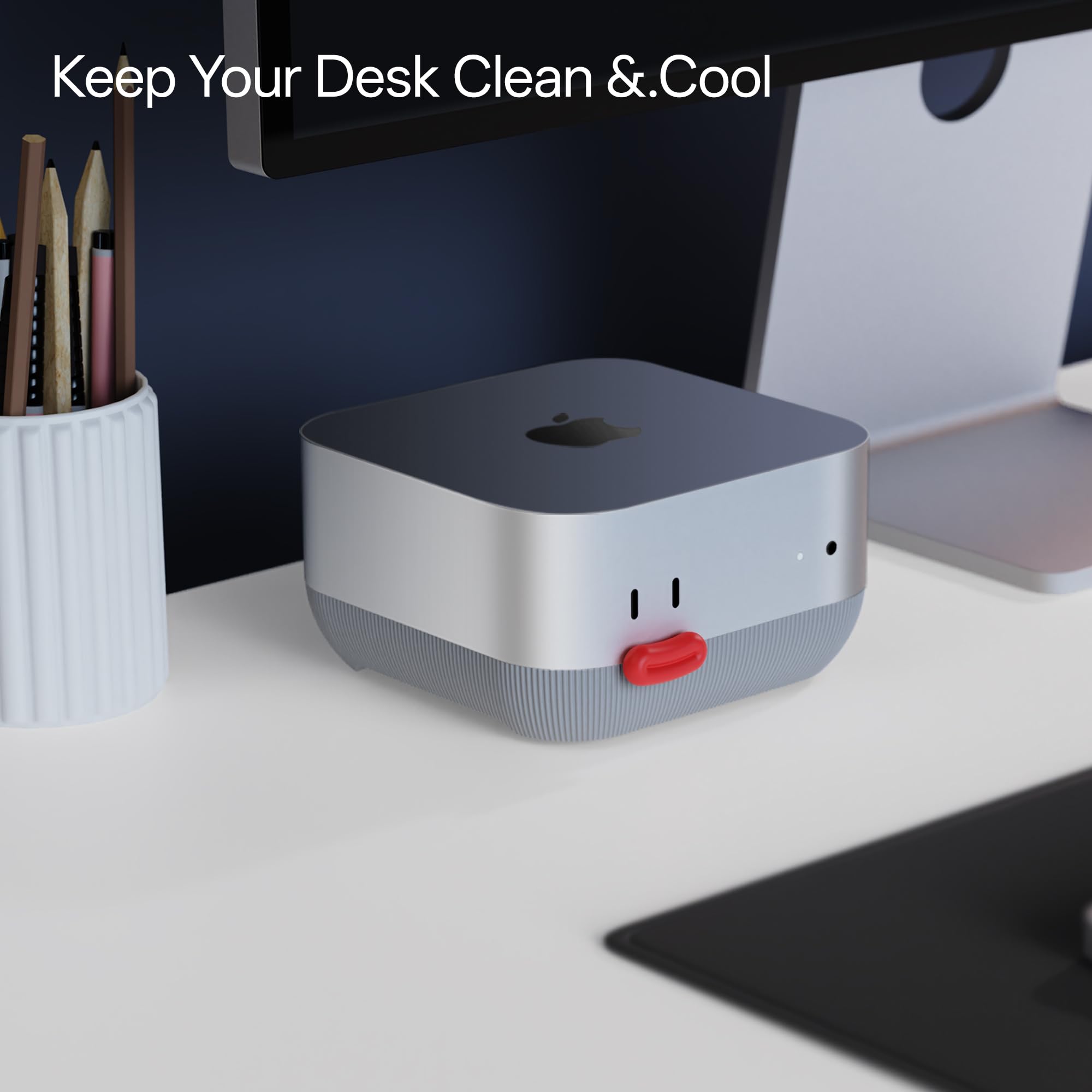 Lonelyfox Supporto per Mac mini M4 e M4 Pro, innovativo accesso frontale per pulsante di accensione, base in silicone anti-polvere, supporto da tavolo antiscivolo, tappi per pulsanti sostituibili