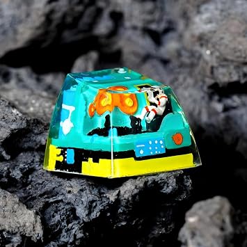 Astronaut Green Spaceship Artisan Keycap, 1U ESC, R1 SA Profile, Custom Handmade Resin Key Cap for Cherry MX Mechanical Keyboard, Cool Tech Gift for Men, Dad, Gamers and Space Lovers