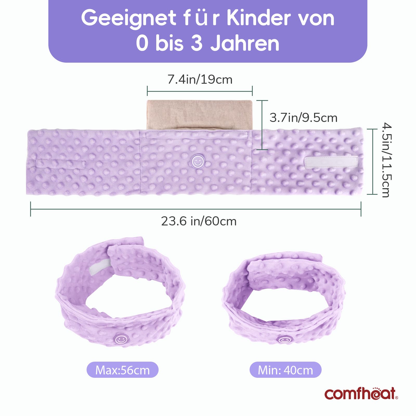 Alivio de cólicos y gases para recién nacidos y niños pequeños, envoltura de semillas de lino calentada, cinturón de swaddling para bebé, ayuda natural para upset Stomach en bebés y niños