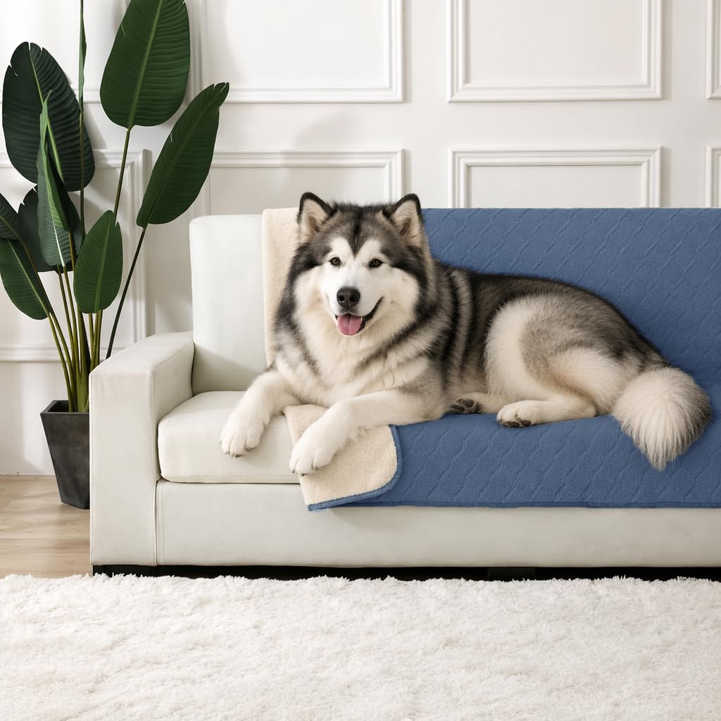 YMYDYFC Waterproof Dog Blanket Washable - 120x100cm Fleece Dog Blanket For Dogs and Pets,Pet Throw Protects Bed and Sofa with Soft Plush Pet Throw Protects Bed Easy Care for and Machine Washable,Blue