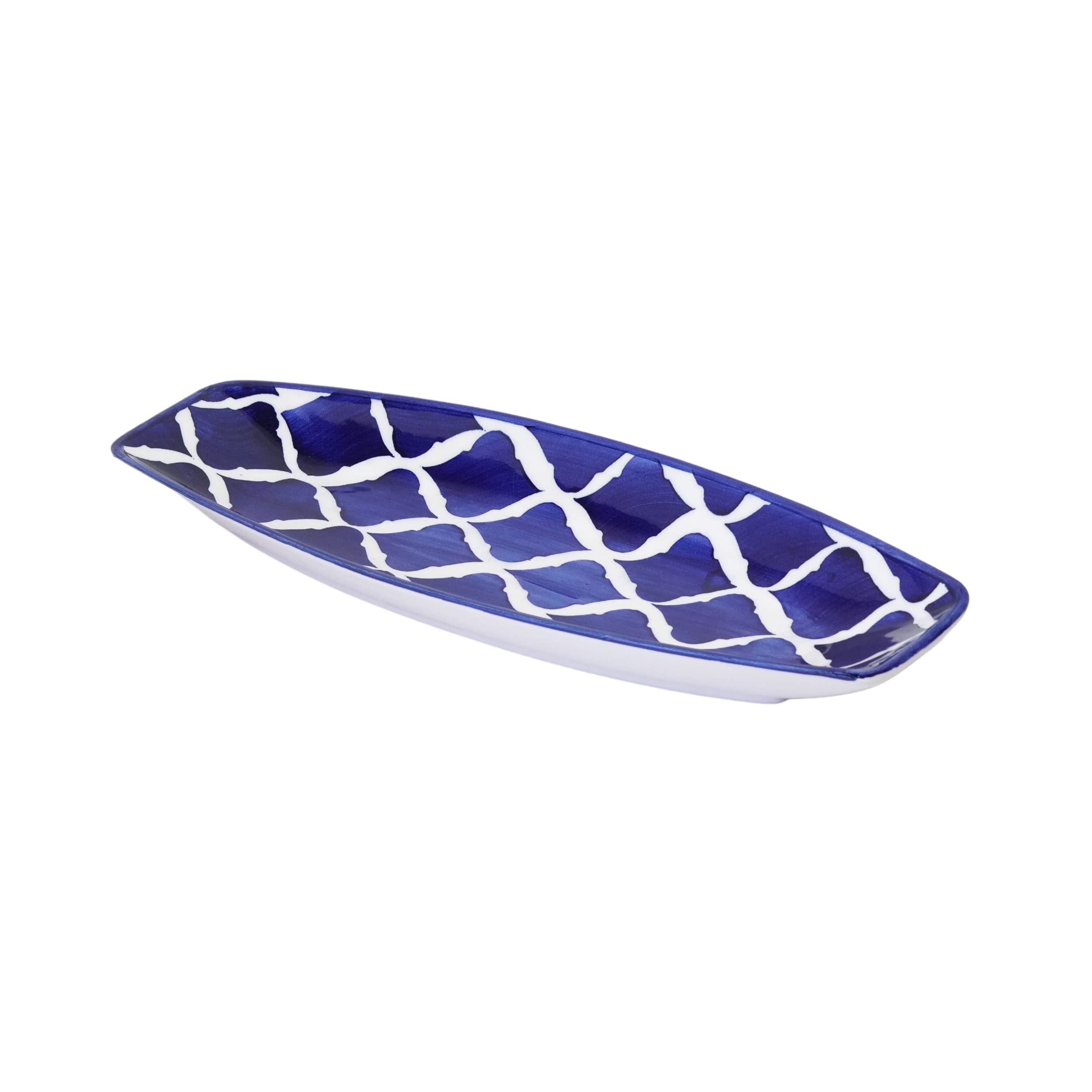 Freakway Hand Painted Blue Umrao/Morrocan Ceramic Starter Plate | Kebab Platter | Serving Tray | Snack Plate (Blue,14 Inch) (1 Platter) 1
