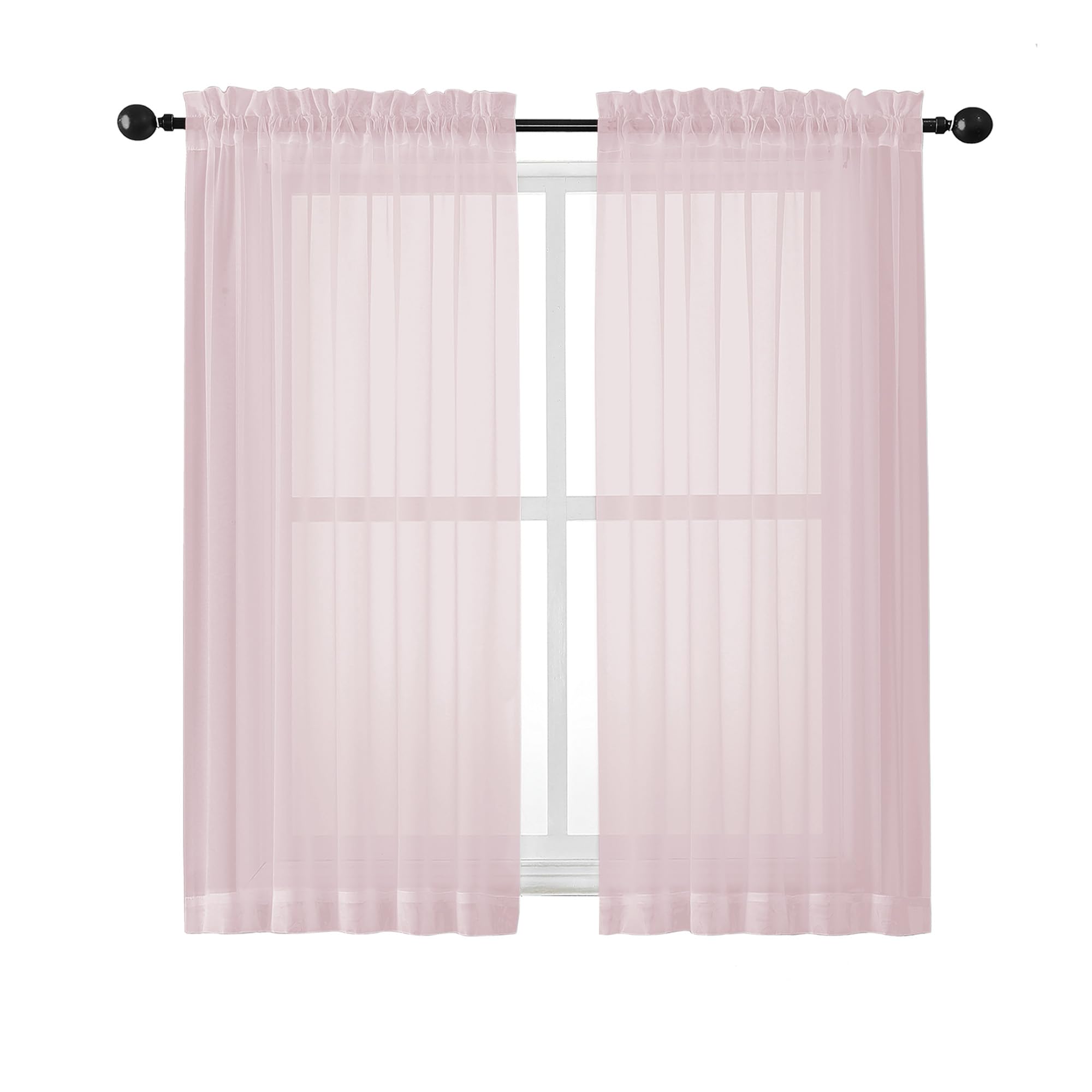 OWENIE Sheer Curtains 54 Inch Length 2 Panels Set, Blush Sheer Curtain for Living Room, Soft Airy Window Treatments for Bedroom, Fimly Voile Sheer Curtains &amp; Drapes, 2 Pcs 84 Width 54 Long