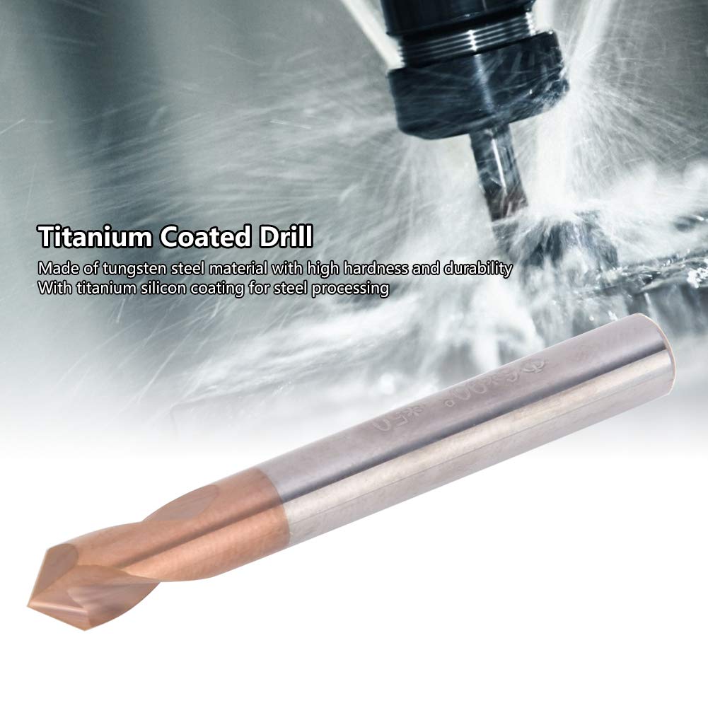 Spotting Drill, Dual-Use Steel Silicon Coating Foret de Centrage pour Steel 55HRC Foret à Pointe Fixe pour le Tournage de Silicon Coating(D6*50 * 2T*90°)