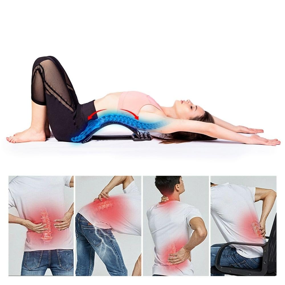 Inphysio® Appareil d'étirement Lombaire Back Stretching Support - Planche de Colonne Vertébrale - Masseur de Dos Lombaire - Correcteur de Posture - 94 Point d'Acupression - 3 Niveaux de Réglage