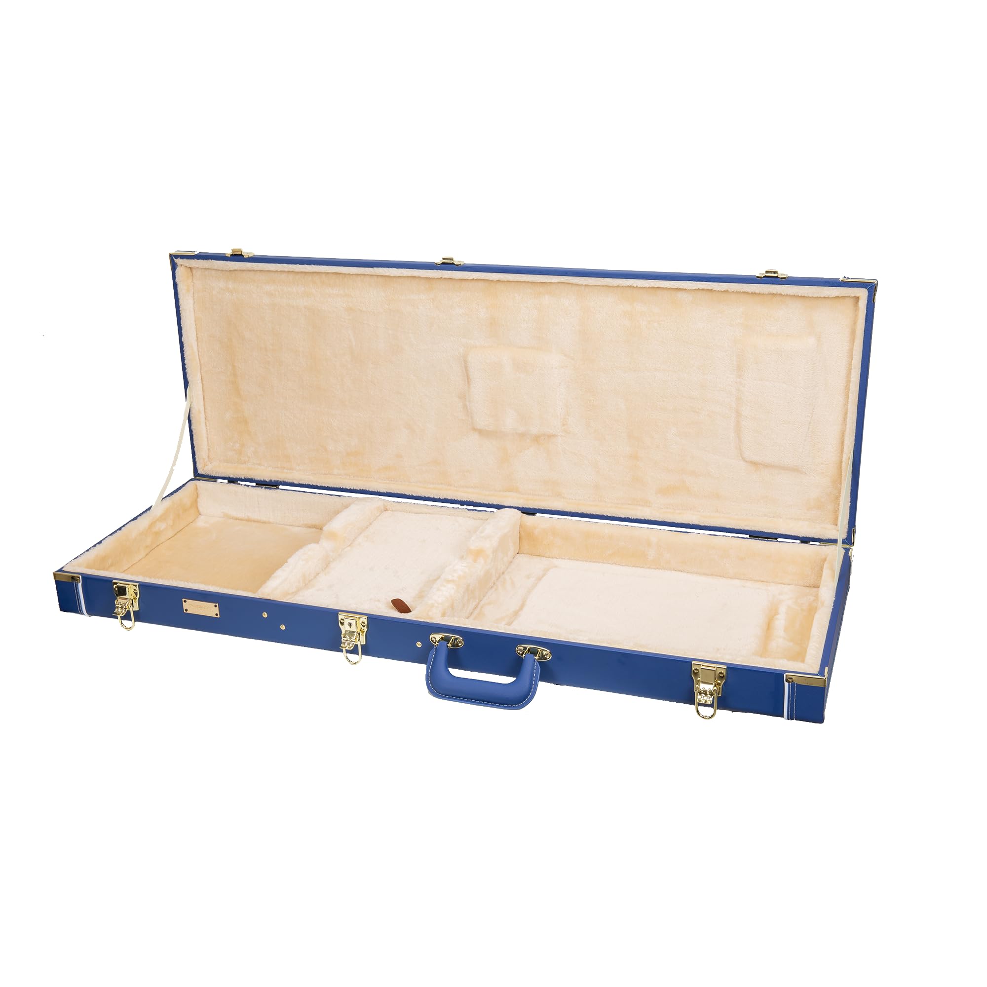 Crossrock Designer Series - Funda de Madera para Guitarras eléctricas Estilo Jazzmaster/Jaguar, Cerradura de Seguridad, Patas de Metal, Espacio de Almacenamiento, Azul Vibrante (CRW520JMVB), Azul