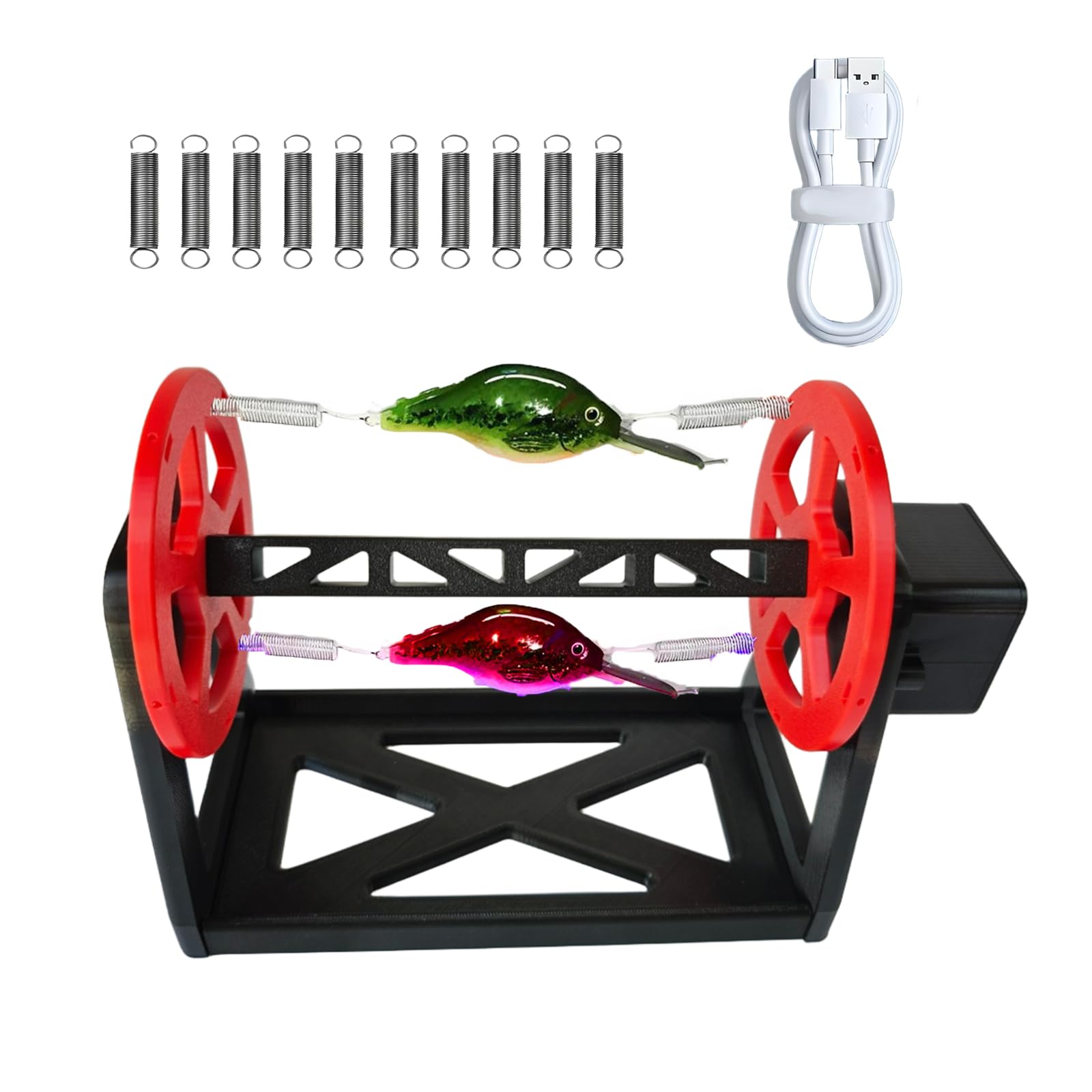 Rotes rotierendes Angelköder-Trocknungssystem mit USB-Aufladung, Angelköder Epoxidharz rotierender Trockenständer, gleichmäßiger Mantel für Angelköder nach dem Lackieren, Angelköder Werkzeug