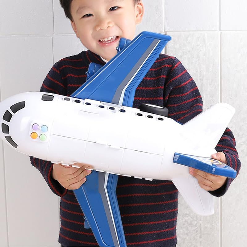 Modèle d'avion à Thème avec Rail Coulissant et Fonction Musicale pour Un Jeu Amusant, Jouet d'avion de 40 Cm de Long avec Voiture en Alliage, Avion Jouet pour Enfants (Thème Policier)