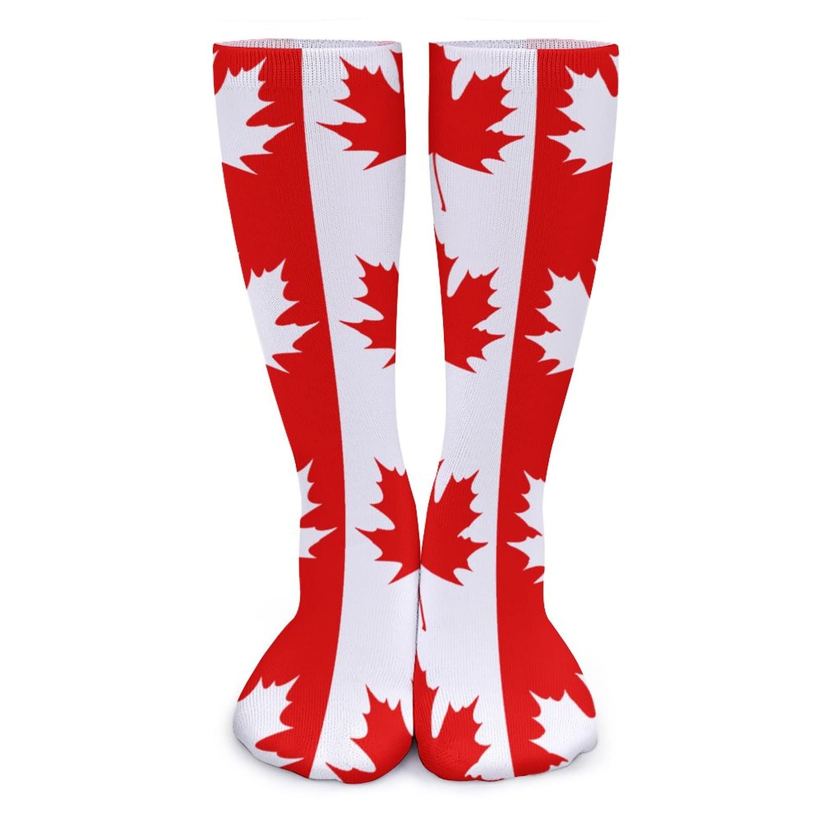 Canadian Maple Leaf Knee High Socks Thermal Stockings Cushion Sport Tube Socks for Women Men