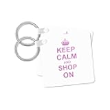Keep Calm and Shop on - carry on shopping - shopper shopaholic gifts - pink fun funny humor humorous, Key Chain