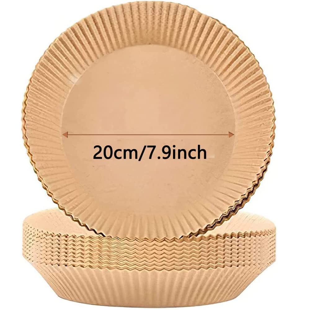 MishineAir Fryer Liners,50 PCS Non-Stick Disposable Airfryer Liners Parchment Paper for Air Fryer, Heat-Resistant Parchment for Baking, Roasting Steamer Microwave (round 7.9 in, 20cm)