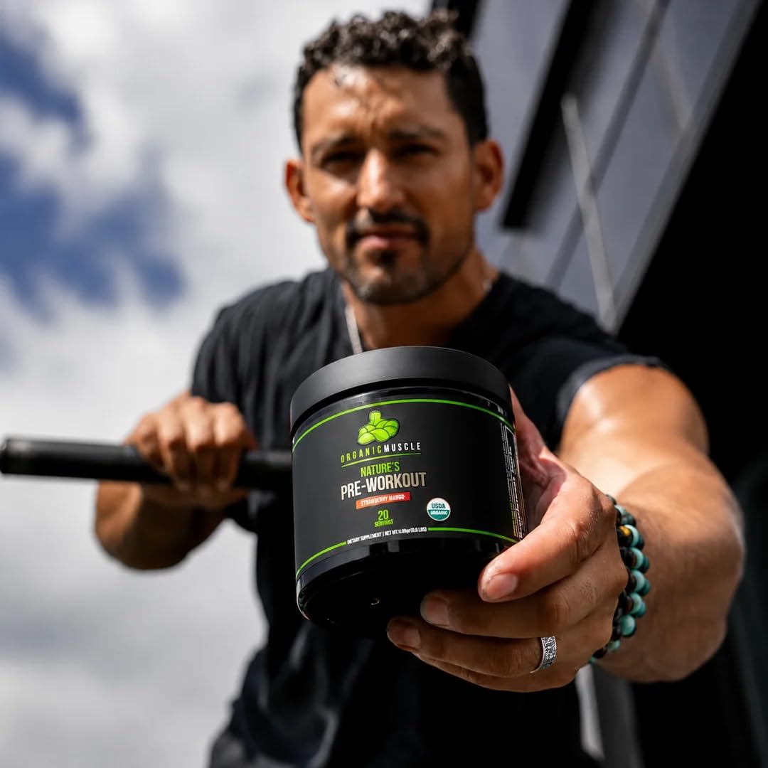 Organic Muscle Pre Workout Powder Strawberry Mango USDA Organic 20 Servings — Amazon image 9