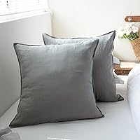 Vista 47 de Simple&Opulence Juego de funda de edredón 100% lino, 2 piezas, estilo básico, de lino lavado francés, color sólido, suave, transpirable, con cierre