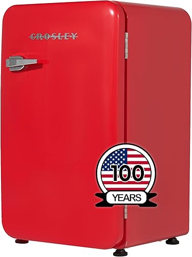 Crosley Mini refrigerador retro de 3.2 pies cúbicos rojo vivo sin congelador, refrigerador compacto para dormitorio, garaje, oficina debajo del