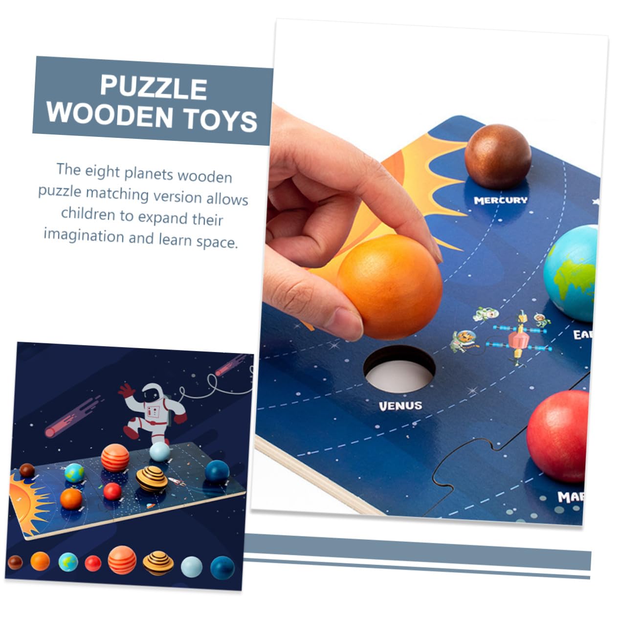 Rompecabezas del Sistema Solar 1 Juego de Madera para Niños