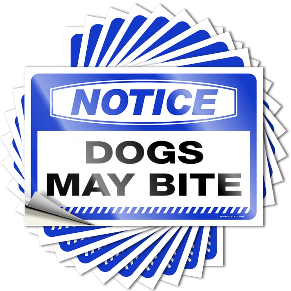 Prank Stickers for Adults Notice Dogs May Bite Stickers 10 Pcs Man Cave Signs and Decor Car Stickers for Men(8X12CM)