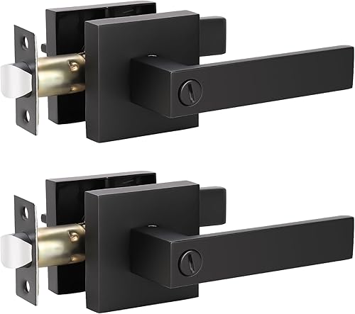 Miniatura 1 de KNOBWELL Paquete de 2 picaportes resistentes para puerta de privacidad con perilla de cerradura manual del lado interno, para puertas de dormitorio