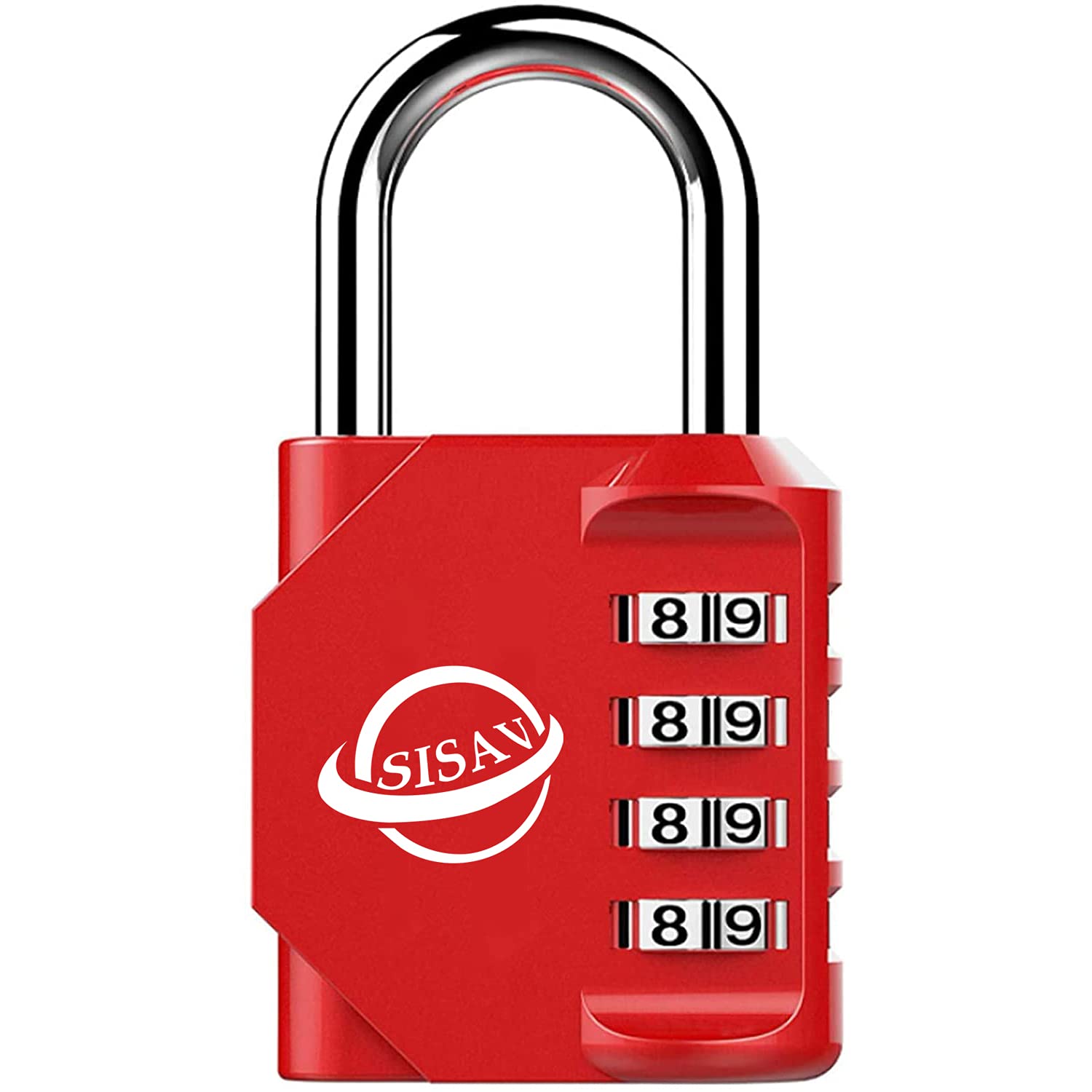 Sisav Red 4 Digit Combination Lock,Gym Padlock,Outdoor Combination Padlock,Suitable For School Lockers,Tool Boxes,Fences,Gate( 1Pack)