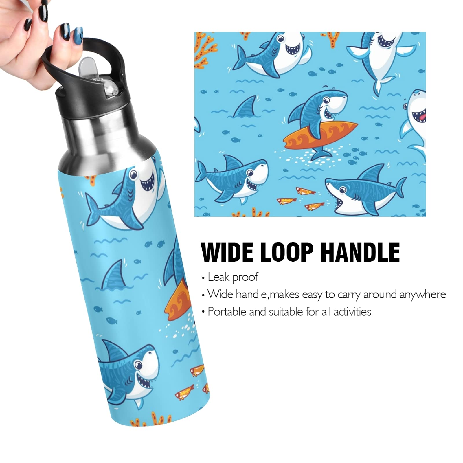Vnurnrn Tierbaby-Trinkflasche Mit Tiger-Motiv – 600 Ml Edelstahl-Isolierflasche Mit Strohhalm, BPA-frei Für Schule & Sport