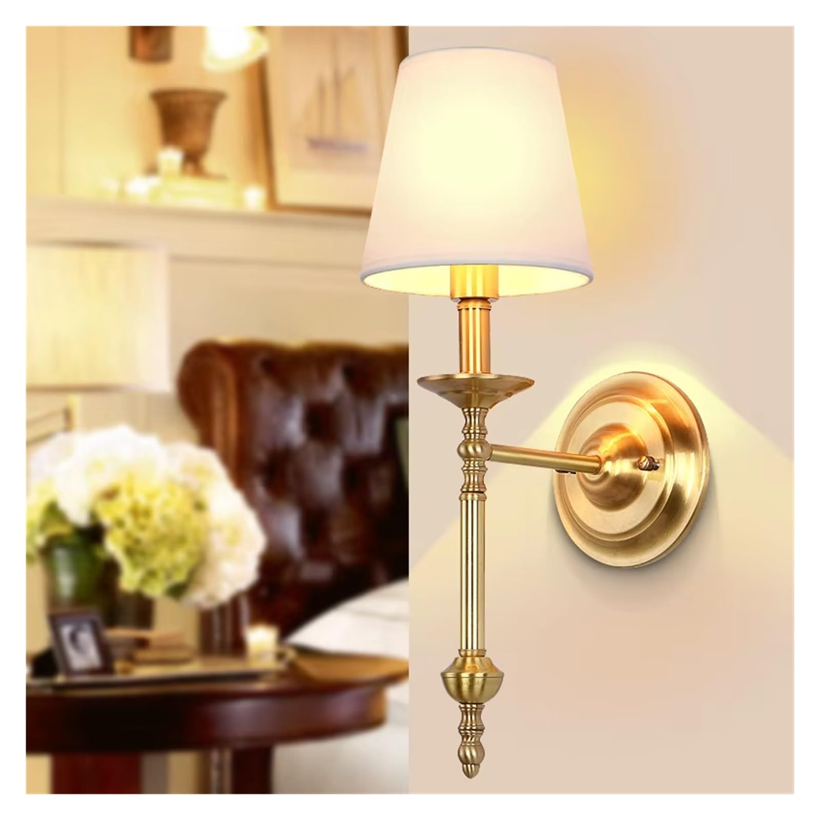 ASerZenith Copper Vintage Wall Lamp Lights For Home Living Room Lighting Led Sconce Wand Lamp,Dimmable