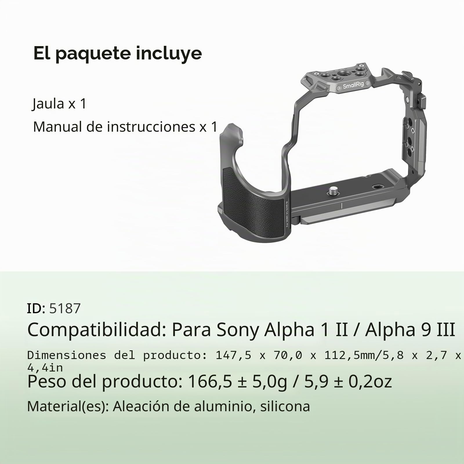 SMALLRIG Jaula de Liberación Rápida Hawklock de para Sony Alpha 1 II/Alpha 9 III, Varios Puntos de Instalación, Placa de Liberación Rápida Incorporada para Arca y Rieles HawkLock H21 NATO - 5187
