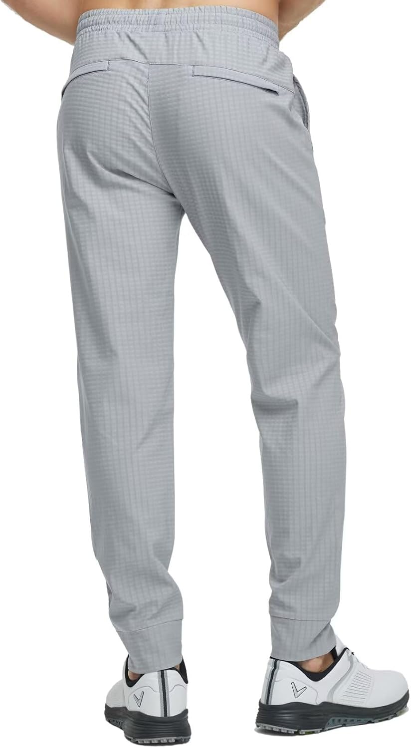 M MAELREG Mens Casual Pants with Zipper Pockets Water-Repellent Micro Fleece Lightweight Activewear Golf Pants - (നിറം: ഇളം ചാരനിറം, വലുപ്പം: ഇടത്തരം)