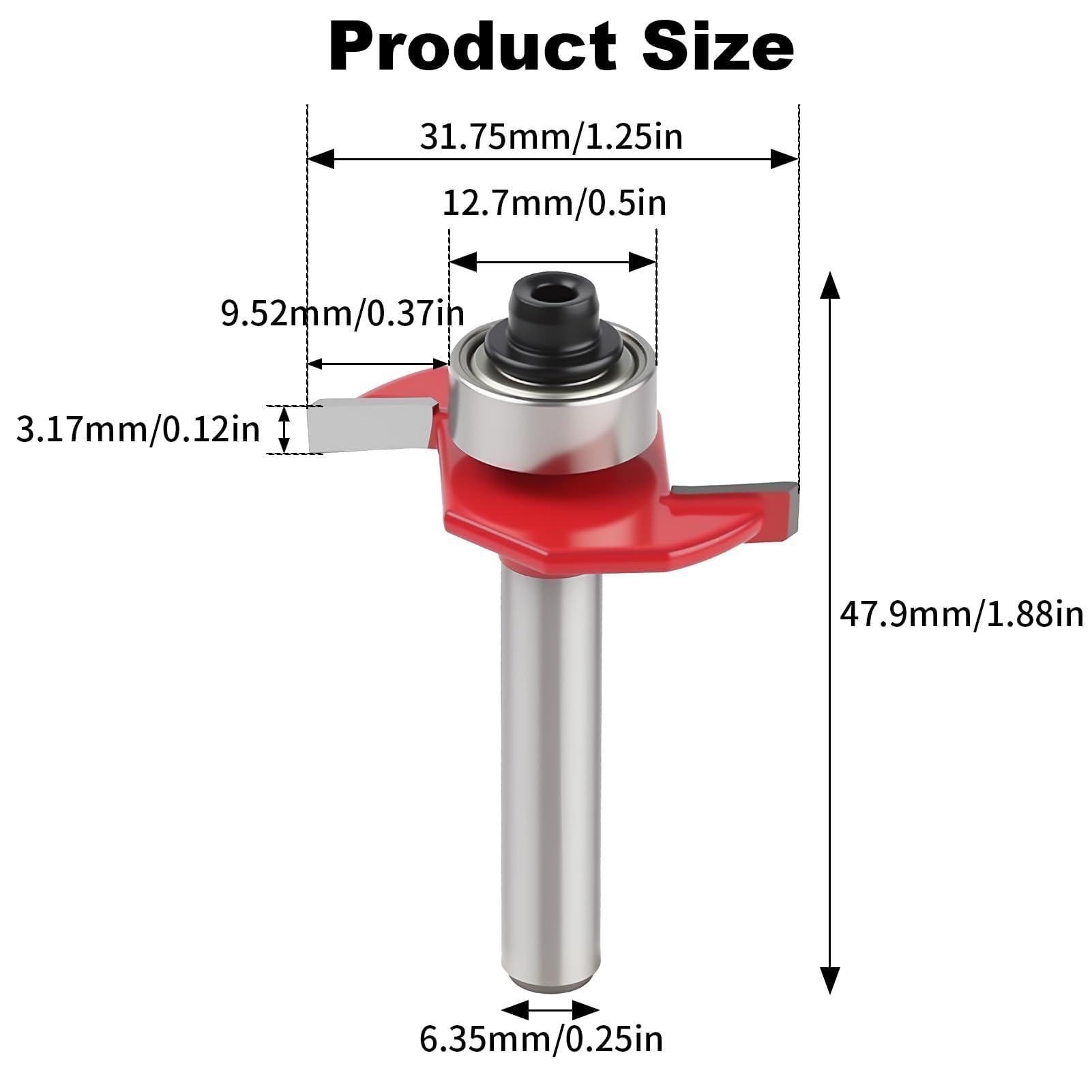 T Slot Router Bit 1/4" Shank 3mm Slot Cutter Bit Biscuit Jointer Router Bits Woodworking Red Cutter for Slotting Grooving Rebating Applications Knock on Furniture Campervan Motorhome - Image 2