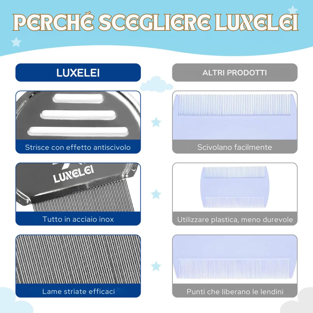 Pettine Pidocchi e Lendini Raccomandato dai Pediatri - Pettine Pidocchi Bambini
